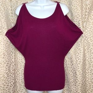 Bebe Purple Cold Shoulder Open Back Halter Top